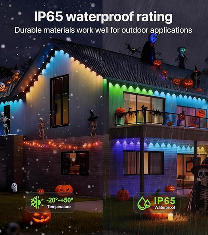 Permanent Outdoor Lights,150FT RGB+IC LED Lights with Smart APP & Remote Control, 72 Scene Modes, Waterproof IP65 for Holiday,Christmas,Yard Decorations(Extension Cord Not Included)