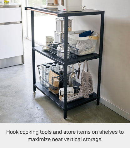 Yamazaki Home Kitchen Appliance 3 tier Storage Rack-Standing Organizer Shelves, One Size, Black