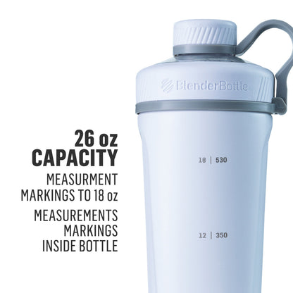 BlenderBottle Radian Shaker Cup Insulated Stainless Steel Water Bottle with Wire Whisk, 26-Ounce, Matte Black