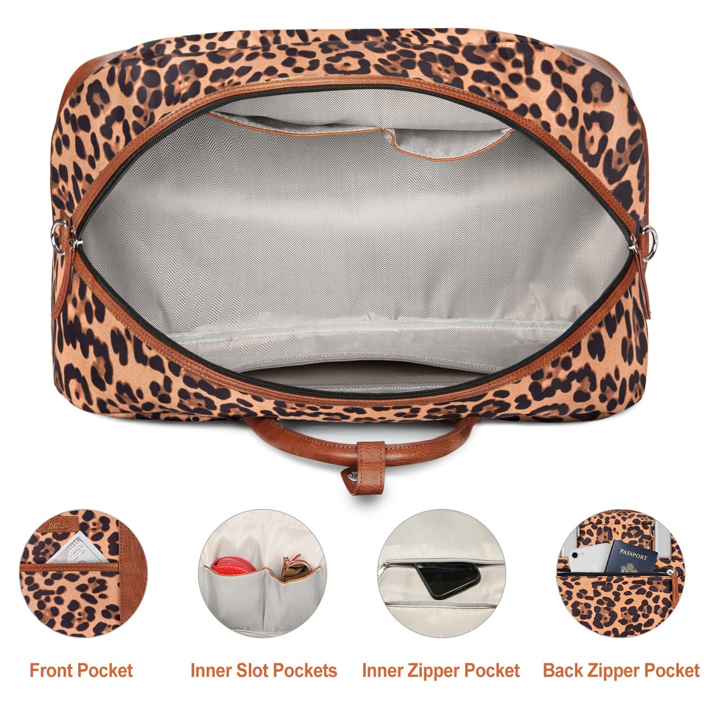 Weekender Bags for Women, Large Overnight Bag Canvas Travel Duffel Bag Carry On Tote with Shoe Compartment 21" 3Pcs Set