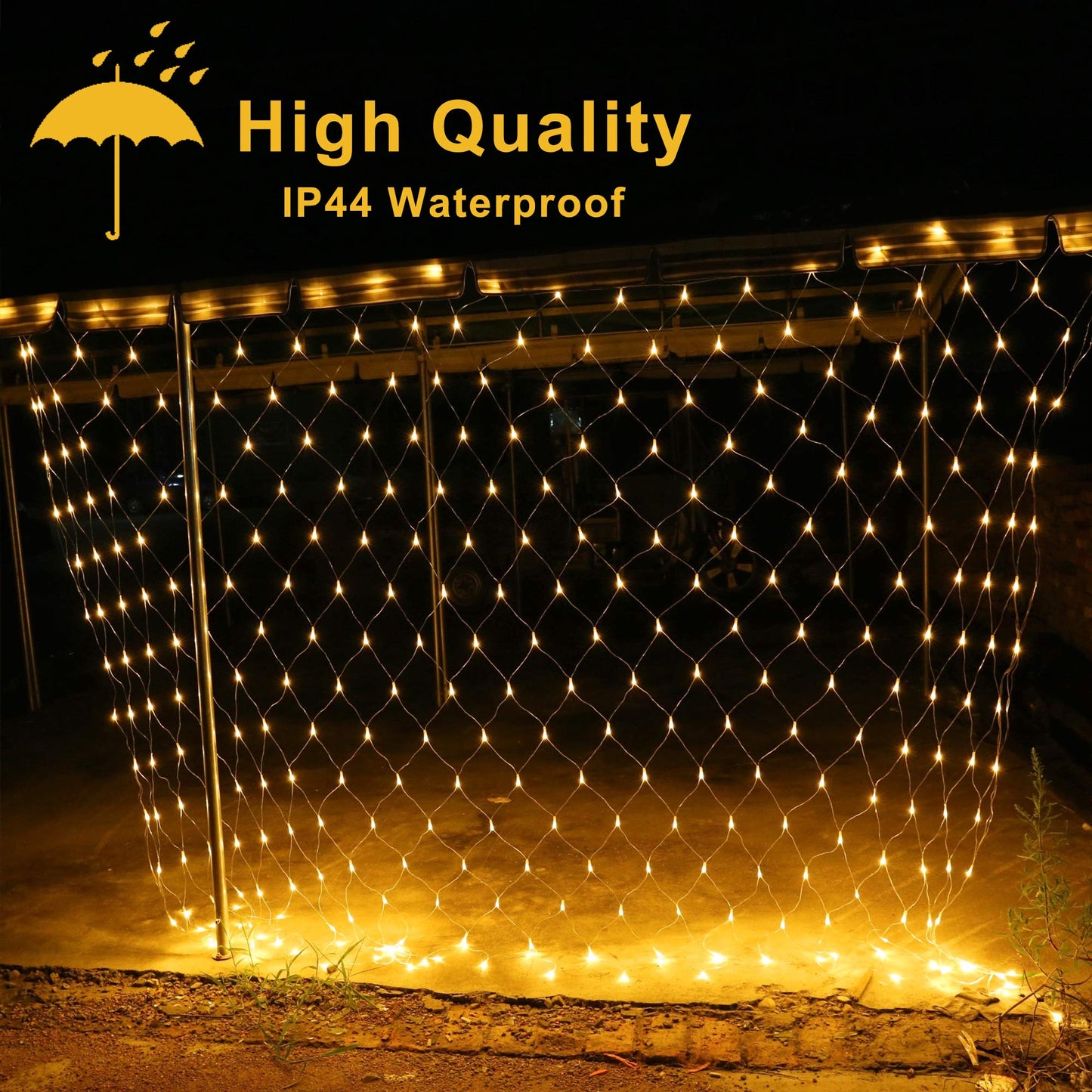 oopswow Christmas Net Lights Outdoor,9.8ft x 6.6ft Mesh Light Waterproof Tree Light,200Led Net String Lights Plug in with 8Modes Connectable for Gazebo Shrubs Lawn Backyard Garden Decor (Warm White)