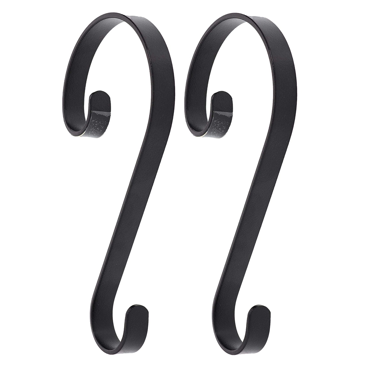 Haute Decor Stocking Scrolls Stocking Hanger- 2 Pack (Matte Black) - Christmas Stocking Holder for Various Mantel Sizes and Styles, Including Large