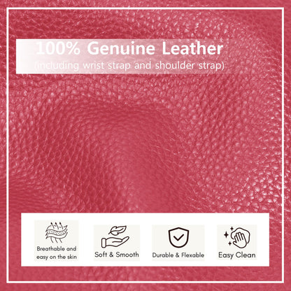 NGIL Women Genuine Leather Crossbody Wristlet, Women's Handbag, Chic Shoulder Bag Small Wristlet Wallet, Golden Accent Zipper (Hot Pink, Medium)