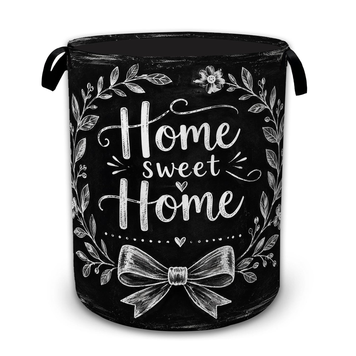 Sweet Home Wreath Large Clothes Hamper, Portable Collapsible Laundry Basket with Handles, Freestanding Storage Bin for Bedroom Bathroom Dorm Laundry Room