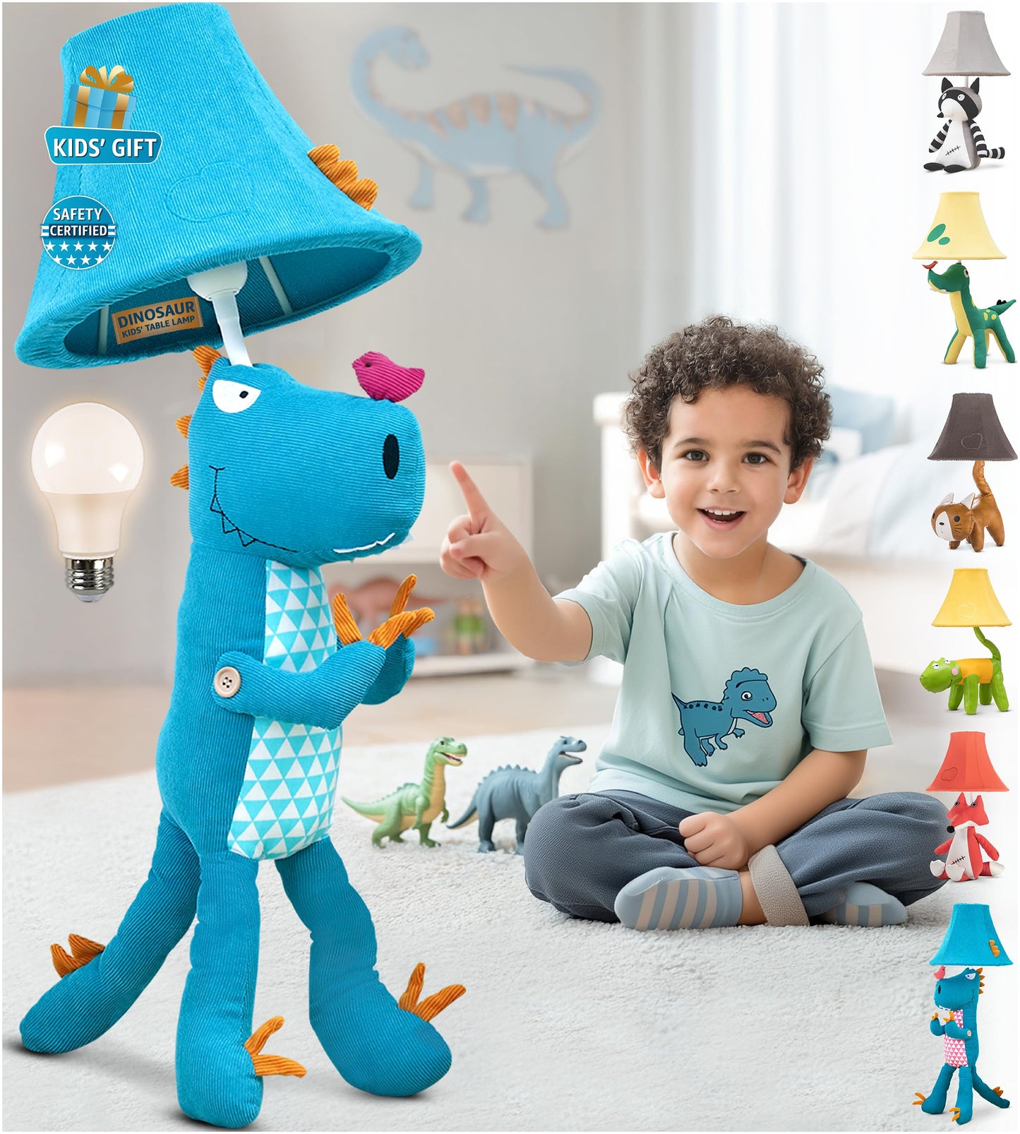 Dinosaur Kids Lamp for Boys Bedroom - 27", Boys Lamp for Kids Room - Cute Christmas Gifts, Birthday Gifts for All Ages: Toddler Girls, Children, Grandkids 3 4 5 and Up Years Old, Sister, Brother