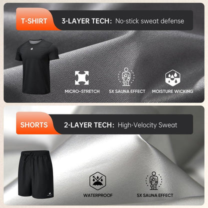 HOTSUIT Sauna Suit for Men Weight Loss Heat Trapping Sweat Shirts & Fat burning Shorts for Weight Loss Workout Gym Exercise Boxing Black 4XL