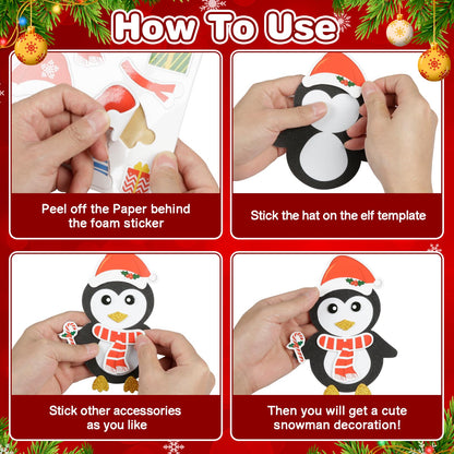 Fennoral 12 Pack Penguin Crafts for Kids Make You Own Penguin Foam Christmas Ornaments DIY Arts and Crafts for Kids Girls Boys Chirstmas Party Supplies Winter Xmas Tree Decoration
