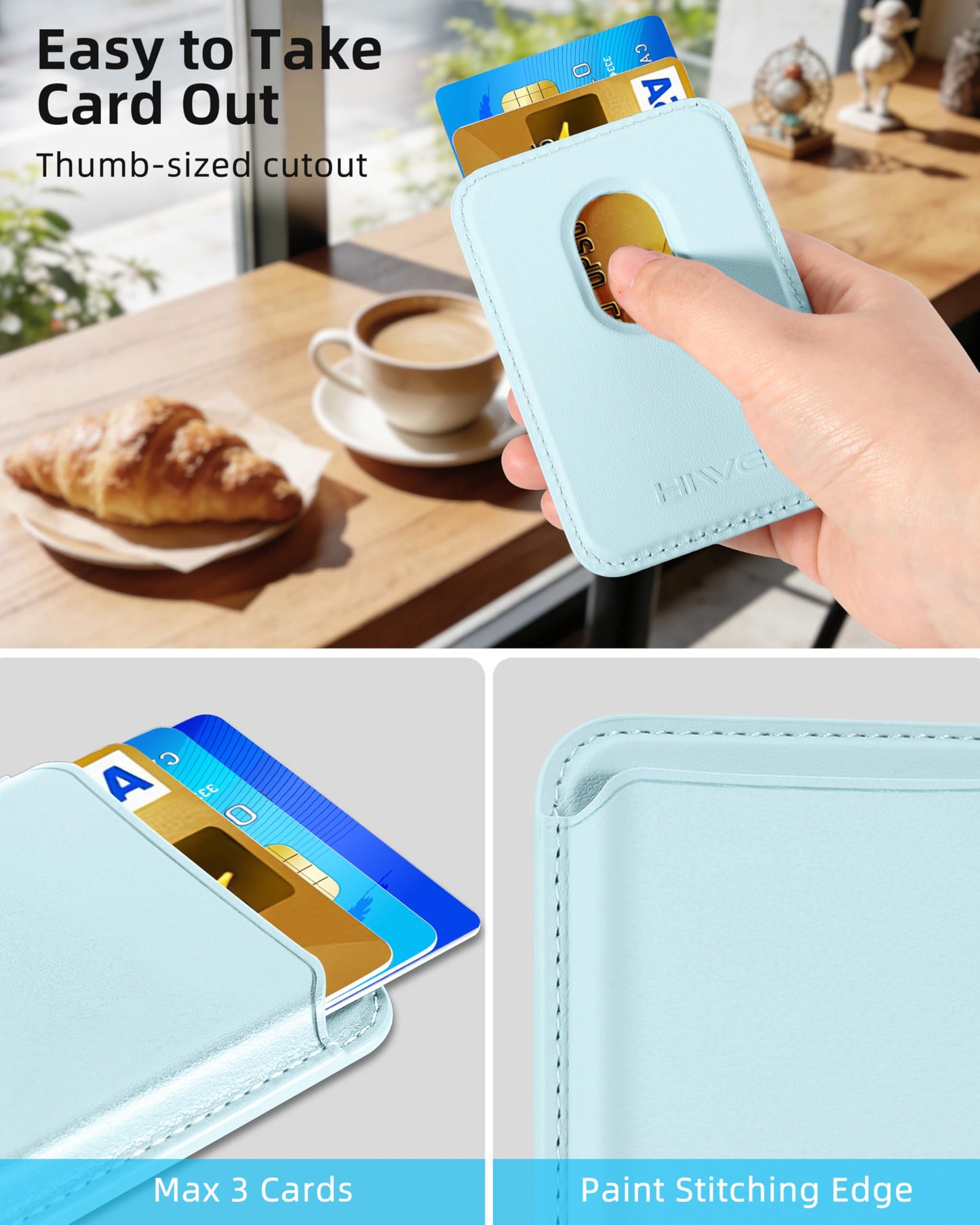 HiWe for MagSafe Wallet: 3-Card Holder, RFID Blocking, Strong Magnet for iPhone 12-17 Series, Slim, 1 Slot