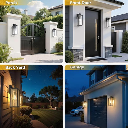 L LOHAS LED 2 Pack 17 Inch Large Size Dusk to Dawn Outdoor Light Fixture, Matte Black Waterproof Anti-Rust Porch Lights Ourdoor, Exterior Lighting Fixtures for Porch, Doorway, Garage, ETL Listed