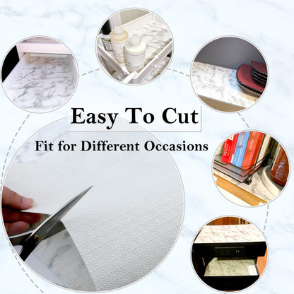 Shelf Liners for Cabinets Waterproof 11 Inch Wide X 20 Ft Cabinet Drawer Liners Marble Printed Non Slip Washable Cupboard Liners Non Adhesive Drawer Mat for Kitchen Refrigerator Shelf Pantry Bathroom