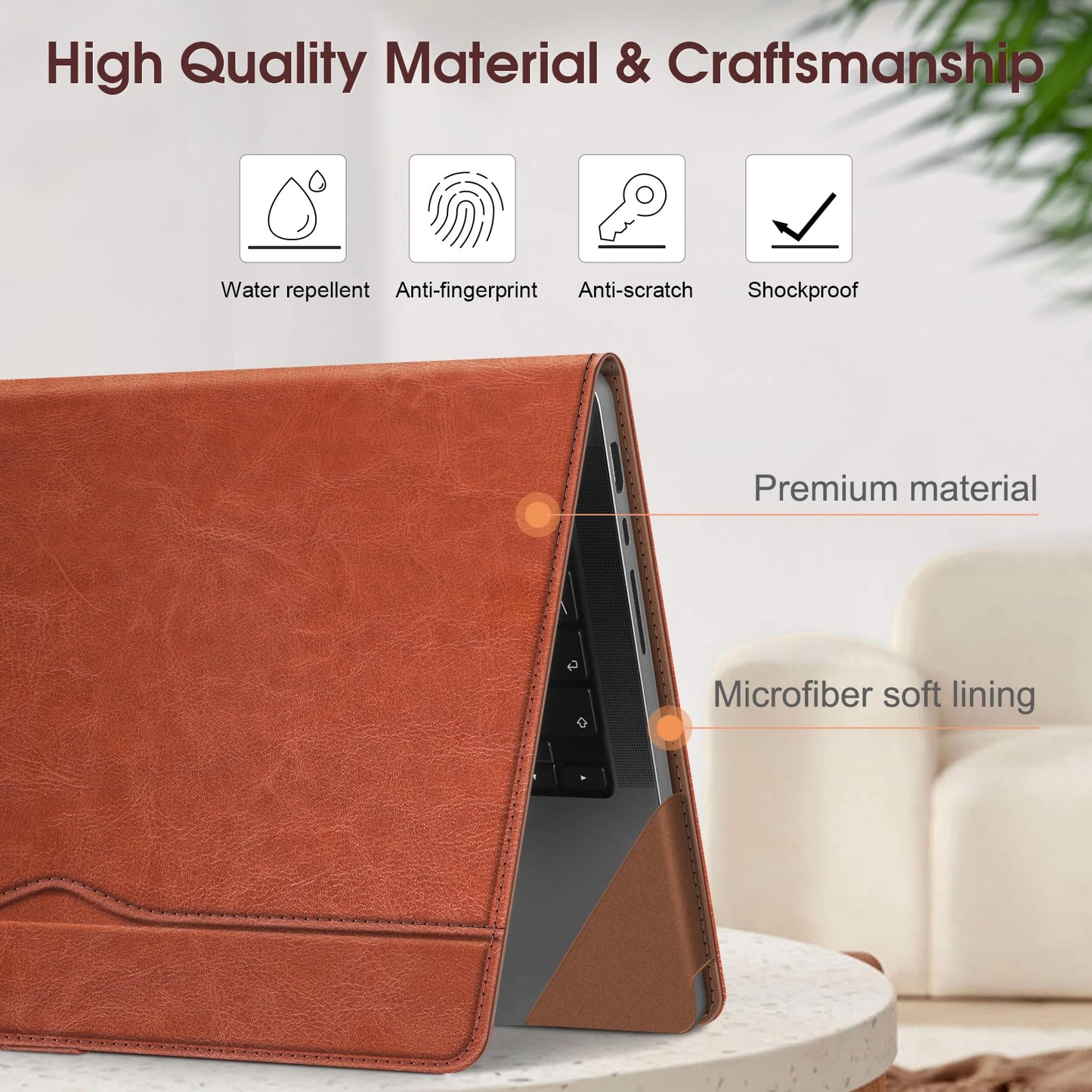 Fintie Sleeve Case for MacBook Pro 14 Inch A3427 A3426 A3434 A3401 A3185 A3112 A2992 A2918 A2779 A2442 (2026-2021), PU Leather Folio Cover for MacBook Pro 14" M5/M4/M3/M2/M1, Brown