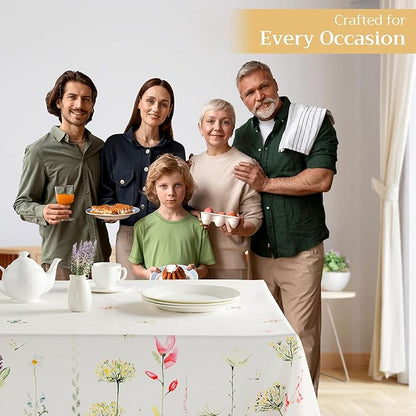Maison d' Hermine Table Cloth Rectangle Table 100% Cotton 60 x 108 Inches Tablecloth Reusable Decorative for Dining Room, Farmhouse, Home, Party, Festive & Wedding Spring Summer - Botanical Fresh
