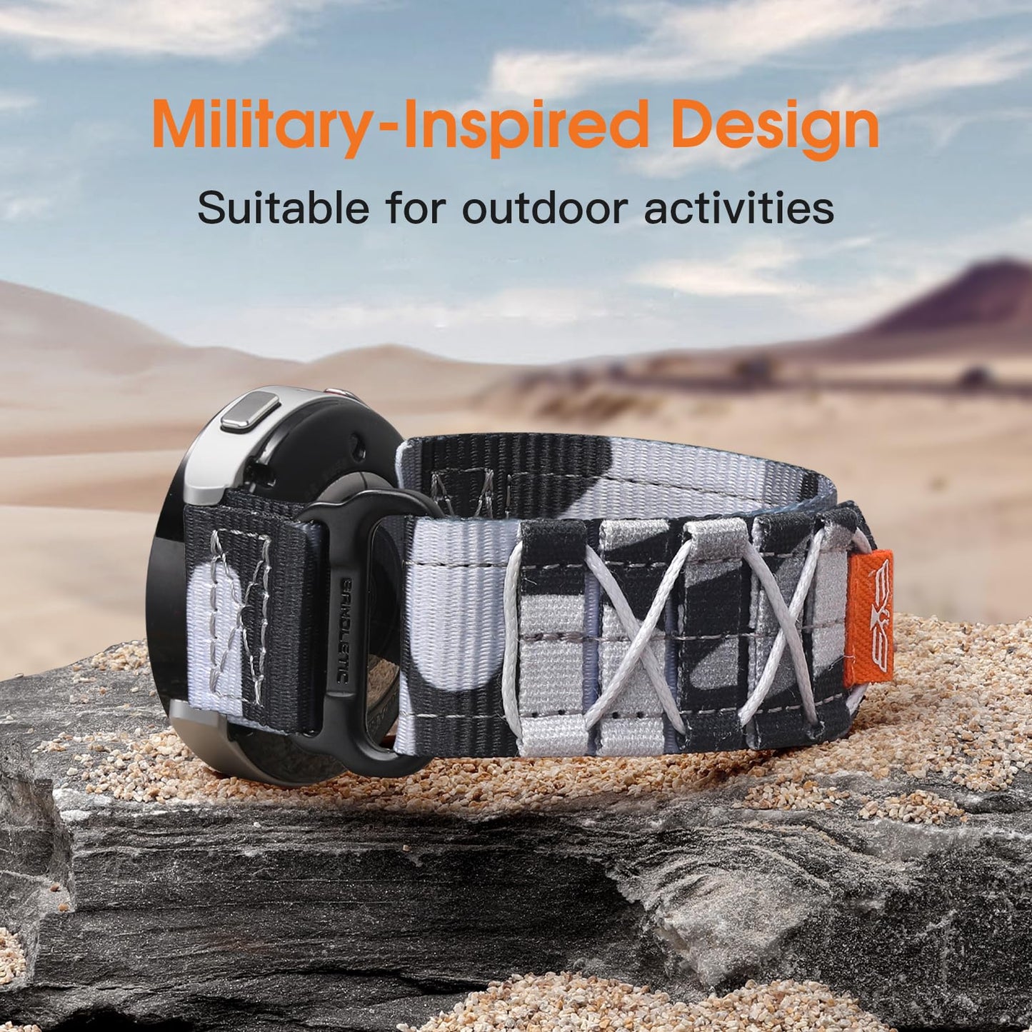 Bandletic 20mm Band Compatible with Samsung Galaxy Watch 7/6/5/4 44mm 40mm/FE 40mm/6 Classic 47mm 43mm/5 Pro/4 Classic/3 41mm, Military Rugged Nylon Sport Strap