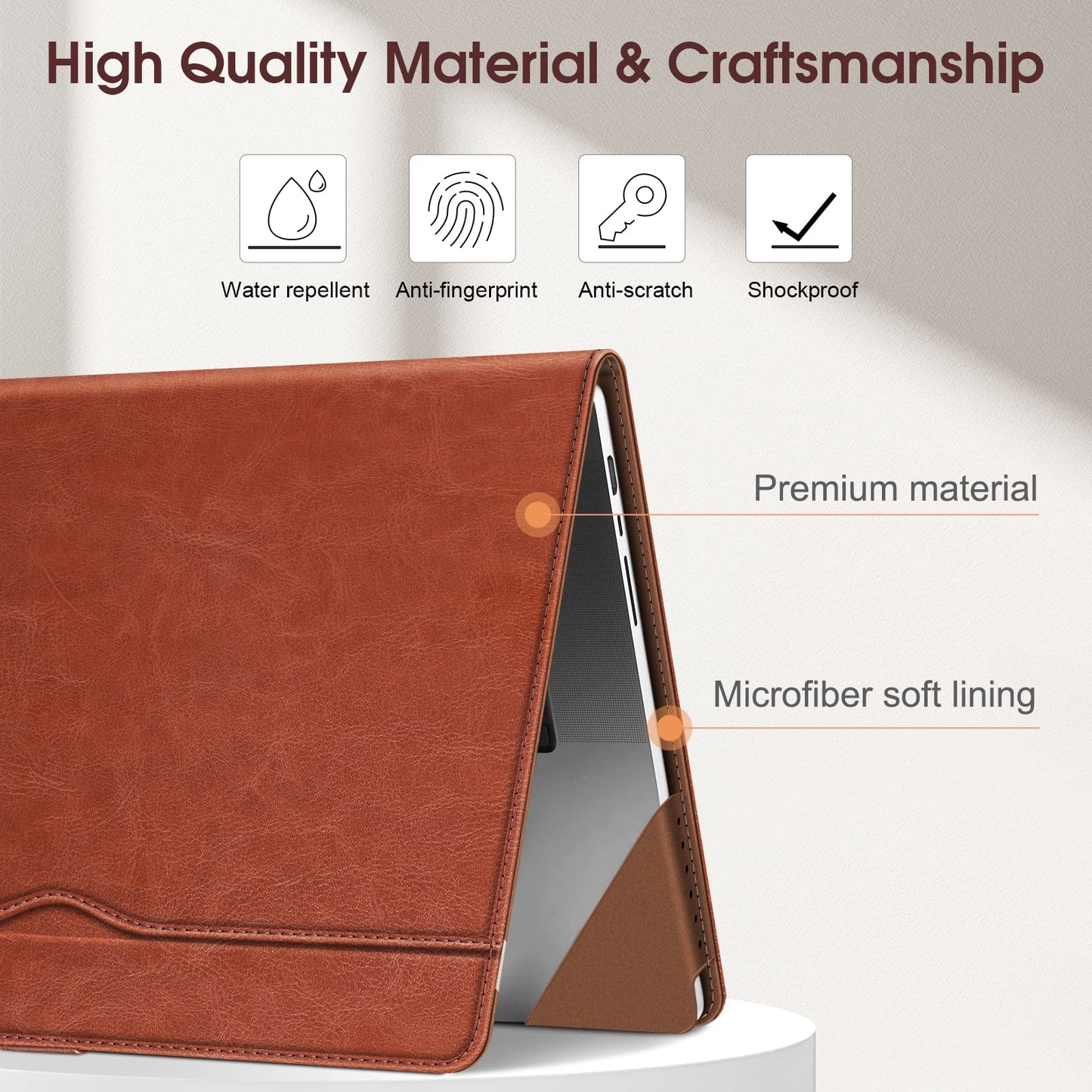 Fintie Sleeve Case for MacBook Pro 16 Inch Case A3428 A3429 A3403 A3186 A2991 A2780 A2485 A2141 (2019 2020 2021 2022 2023 2024 2026 Release), Premium PU Leather Protective Folio Book Cover, Brown