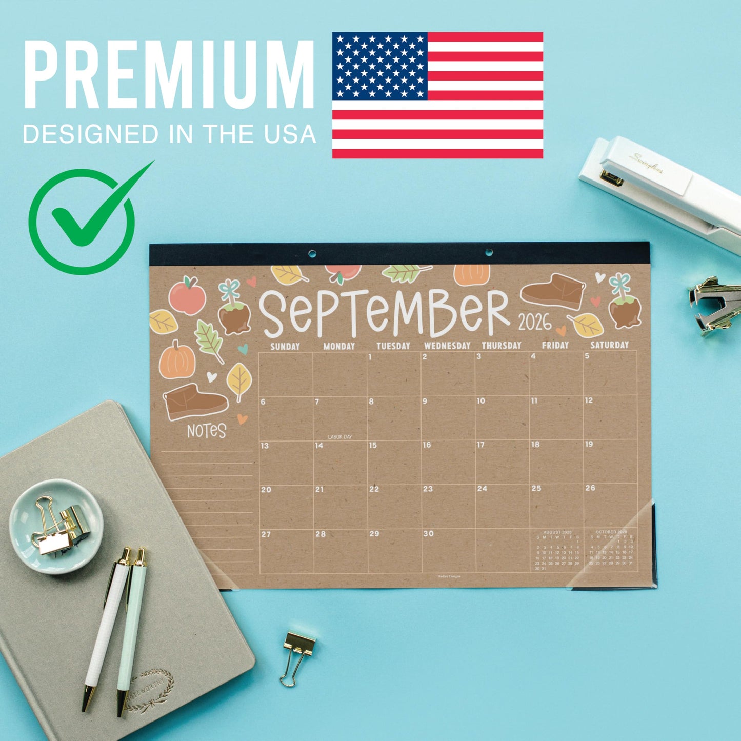 Hadley Designs Large Teacher Desk Calendar 2026-2027 - Desktop Calendar 2026, 18-Month Desk Calendars for Home, Office & Classroom, Cute Classroom Must Haves, Teacher Appreciation Gifts