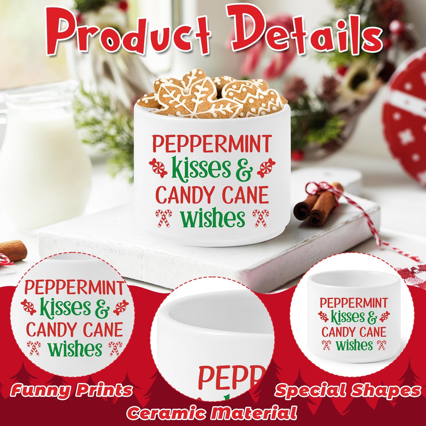 FoszaSzept Candy Dish Cauldron, Christmas Mini Ceramic Candies Bowl Tiered Tray Decor, Snack Serving Bowl Table Wishes Accents for Themed Party Birthday Home Kitchen Events Gifts (Candy)