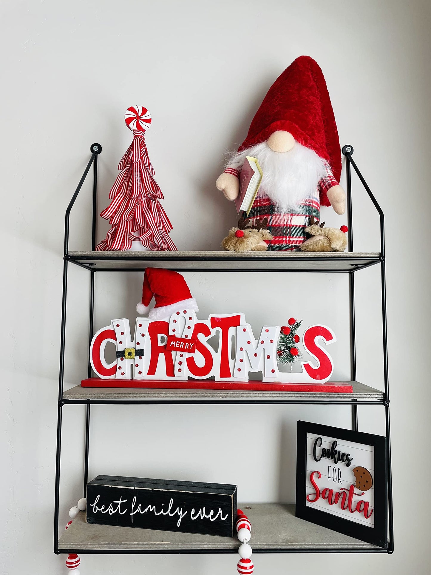 Madanar Pajama Christmas Gnome Plush Holding The Night Before Book Wearing Reindeer Slippers | Swedish Decor for Holiday Tiered Tray Shelf Table Nook Decorations (Christmas)