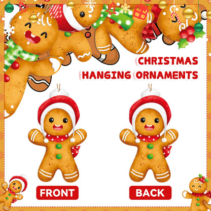 Soaoo 36 Pcs 7.9 Inch Gingerbread Man Christmas Outdoor Decorations Large Hanging Christmas Ornaments Double Sided Xmas Plastic Decor for Xmas Tree Office Home Yard Porch Holiday