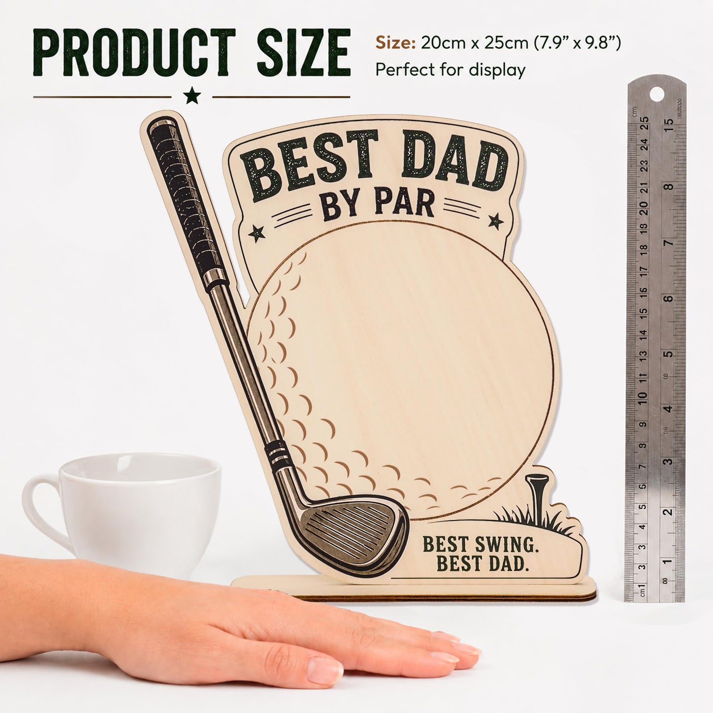 Best Dad By Par Golf, Personalized Wooden Handprint Plaque, DIY Fathers Day Craft from Kids, Family Handprint Kit for Golfer Father, Meaningful Handmade Style Decor for Home