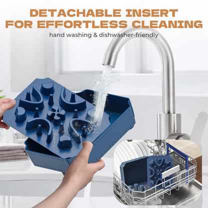 UPSKY Slow Feeder Dog Bowl, 2-in-1 Raised Dog Bowl with Anti-Choking Maze Puzzle, 2-6 Cups Pet Food for Small & Medium Breeds, Interactive Pet Feeder to Slow Eating, Reduce Boredom Blue