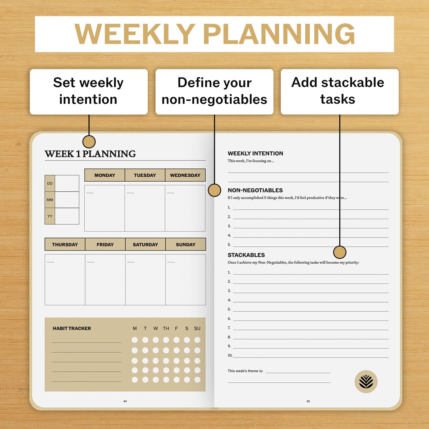 Sprouht Undated Daily Planner | 90 Day Daily & Weekly Productivity Journal with Hourly Schedule, To Do List, Goal Tracker & Habit Tracker | ADHD Planner for Men & Women | Hardcover Agenda (Cream)