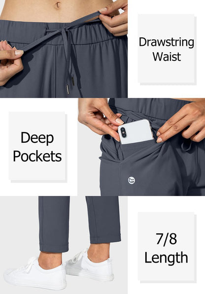 G Gradual Women's Pants with Deep Pockets 7/8 Stretch Sweatpants for Women Athletic, Golf, Lounge, Work (Dark Grey, 3X-Large)