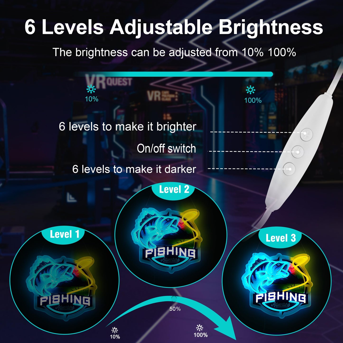 LIUISNEO Fishing Neon Sign,Innovative Integral Forming Process,With Dimmable Switch For All Holiday Party and Home Decoration