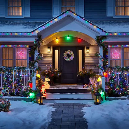 Dazzle Bright C9 Christmas String Lights, 100 LED 66 FT Waterproof Connectable Green Wire Fairy Lights, Christmas Lights for Indoor Outdoor Home Yard Xmas Tree House Decorations (Multi-Colored)