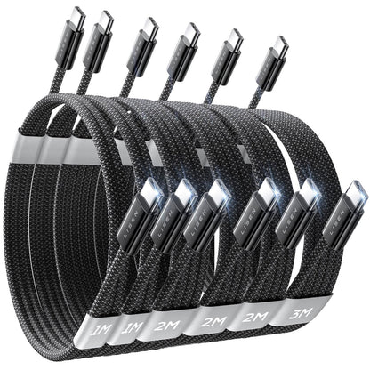 LISEN USB C Cable, 5-Pack [3.3/3.3/6.6/6.6/10FT] for iPhone 17 Charger Cord, 60W USB C to USB C Fast Charging Cable for iPhone 17 Air 16 15 Pro Max, Samsung Z Flip 7/S25/S24, Switch 2, iPad, MacBook