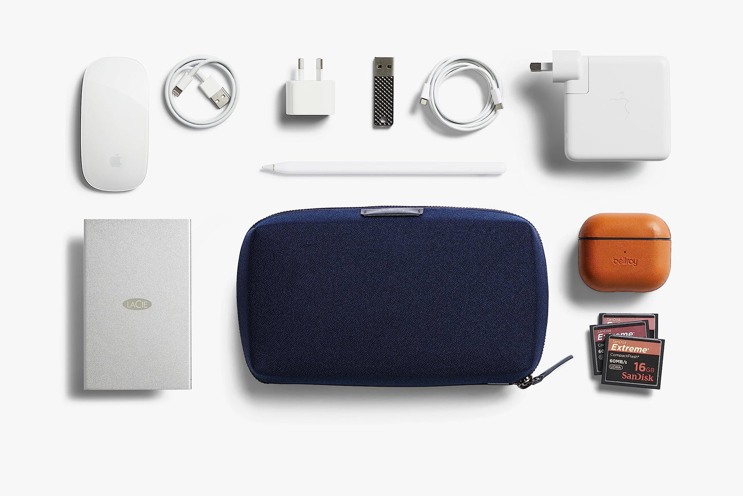 Bellroy Tech Kit, tech Accessories Zip Pouch (Power Bank, Phone Charger, Cables, Earbuds) - Navy
