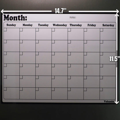 Volcanics Fridge Calendar Magnetic Dry Erase Whiteboard for Refrigerator Planners 11.5 Inches X 14.7 Inches