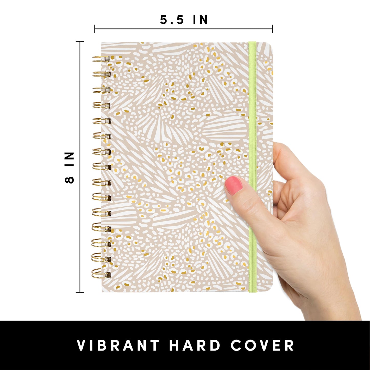 PAPERAGE Lined Spiral Journal Notebook, (Golden Safari), 160 Pages, Hardcover Journal for Women & Men, Medium 5.5 in x 8 in - 100 GSM, Thick Paper, Spiral Notebook for Work, School & Journaling