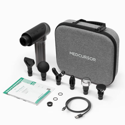 Medcursor Massage Gun, High Intensity Brushless Motor, Handheld Percussion Deep Tissue Massager with 6 Massage Heads for Sore Muscle and Stiffness, FSA and HSA Eligible, Gifts for Father/Dad (Gray)