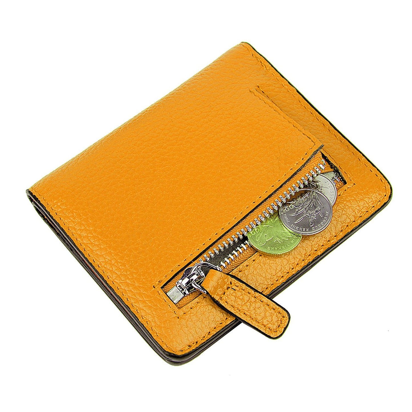 AINIMOER Small Leather Wallet for Women, Ladies Credit Card Holder RFID Blocking Women's Mini Bifold Pocket Purse, Yellow