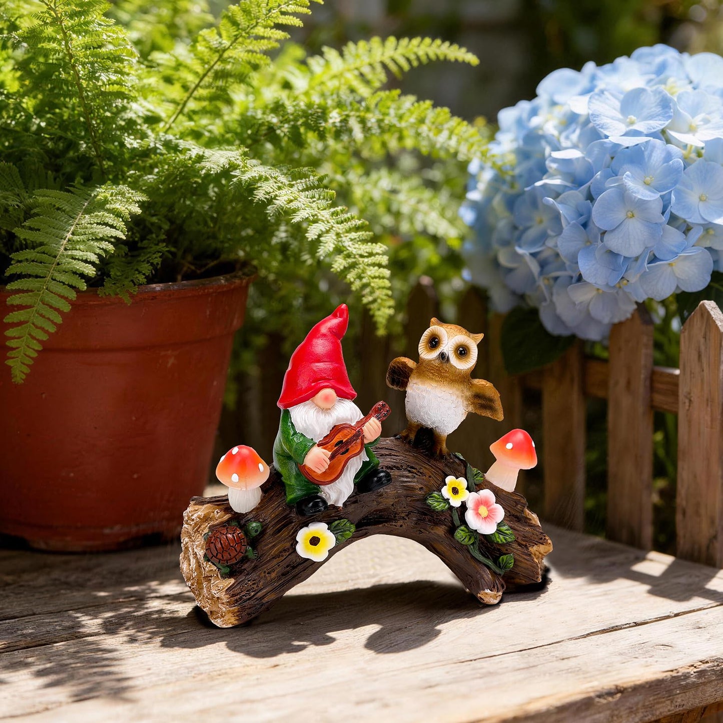 WONDHOME Solar Owl Gnome Garden Statues Whimsical Outdoor Decor with Mushroom Lights for Patio Lawn Yard Decorations Christmas Birthday Housewarming Gardening Gifts for Women Mom
