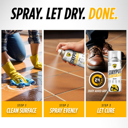 StayPut Anti-Slip Spray 15.2 fl oz (1-pack), Clear Invisible Traction Coating for Tile, Wood, Concrete, Fast-Drying Non-Slip Coating for Shower Floor, Steps, Decks, Pool Areas, Indoor, Outdoor Use (80–120 sq ft Coverage)