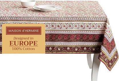 Maison d' Hermine Table Cloth Rectangle Table 100% Cotton 60 x 120 Inches Fall Tablecloth Reusable Everyday Use for Thanksgiving Christmas Decorations Dining Farmhouse Party (Reveillon Au Jardin)