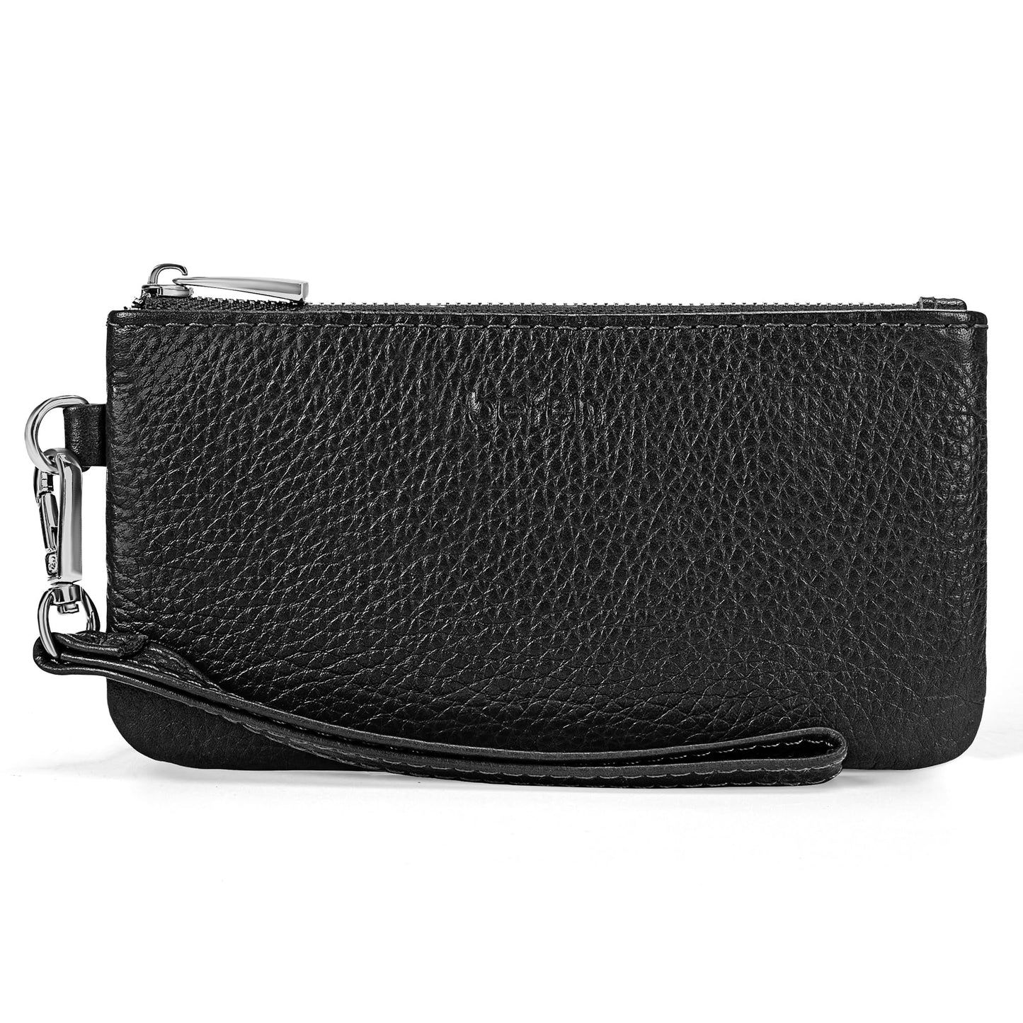 befen Genuine Leather Coin Purse for Women, Small Black Change Purse Womens Small Zipper Wristlet Wallet, Wristlet Money Bag Mini Coin Pouch with Removable Wrist Strap (Lavender)