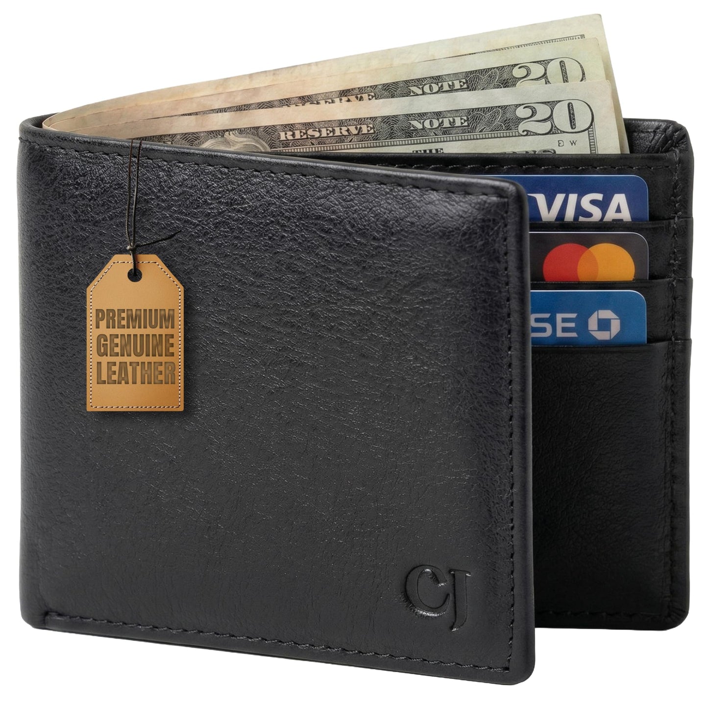Cuir Jackets Top Grain Leather Wallet for Men | RFID Blocking Genuine Leather Wallets for Men | Secure and Durable Extra Capacity Bifold Wallet with 2 ID Windows and Upto 9 Card Slots (Black)