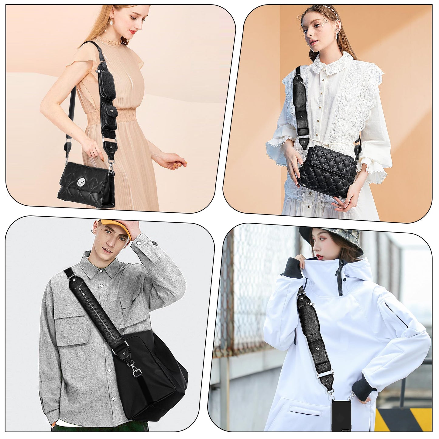 SHANSHUI Shoulder Strap Replacement, Adjustable Leather Crossbody Strap with Storage Space for Handbag, Purse