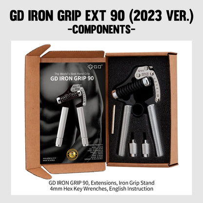 GD IRON GRIP EXT 90 Hand Grip Strengthener Premium Grip Strength Trainer Adjustable Hand Gripper (55 to 198 lbs (25~90kg)) for Forearms & Wrist Strengthener Best Grip Exercises