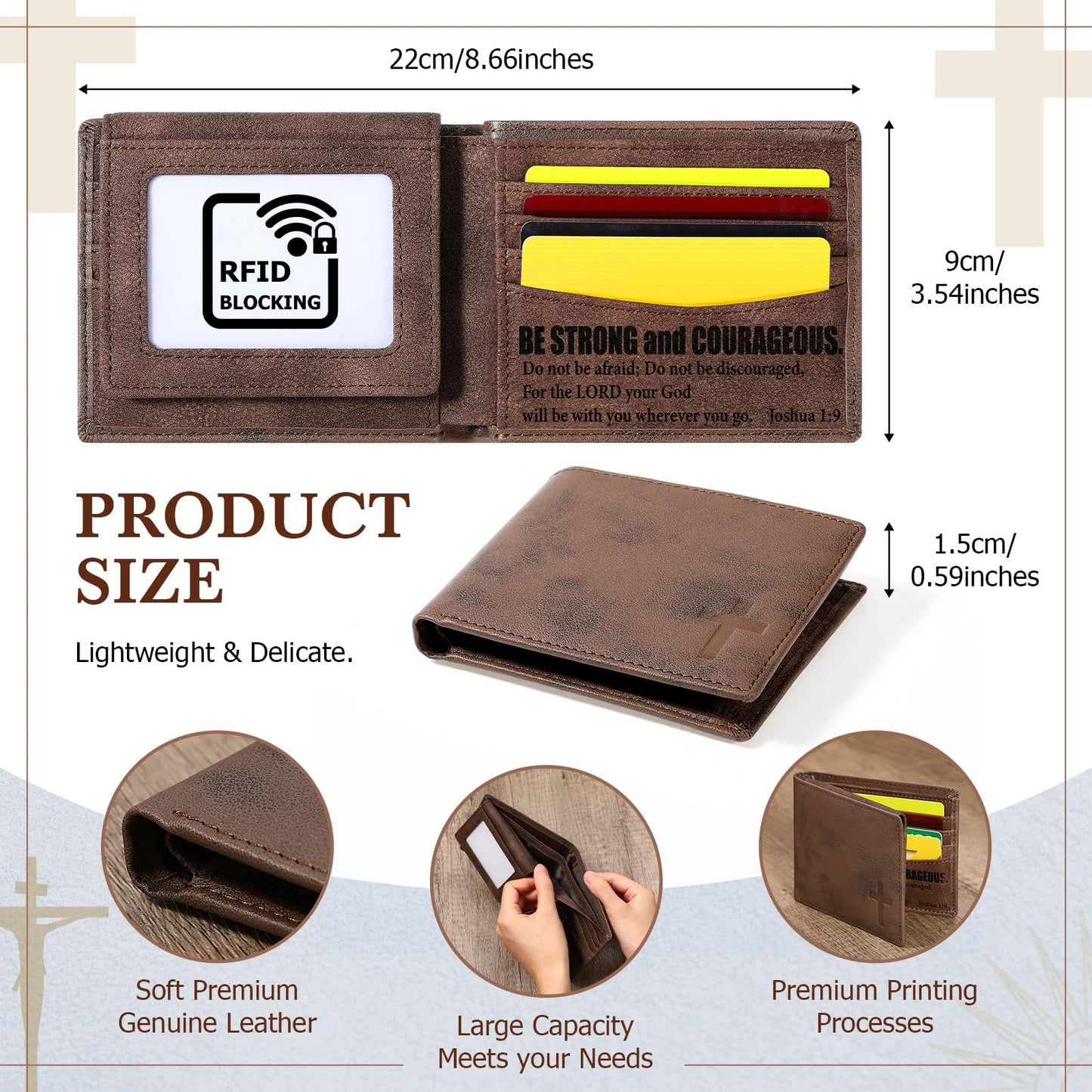 Sadnyy Mens Wallet USA Flag Bifold Wallet, Engraved Genuine Leather and Bifold with RFID Blocking, 10 Card Slots and Black Gift Box, Vintage Ambossed American Flag, Unique Presents for Husband