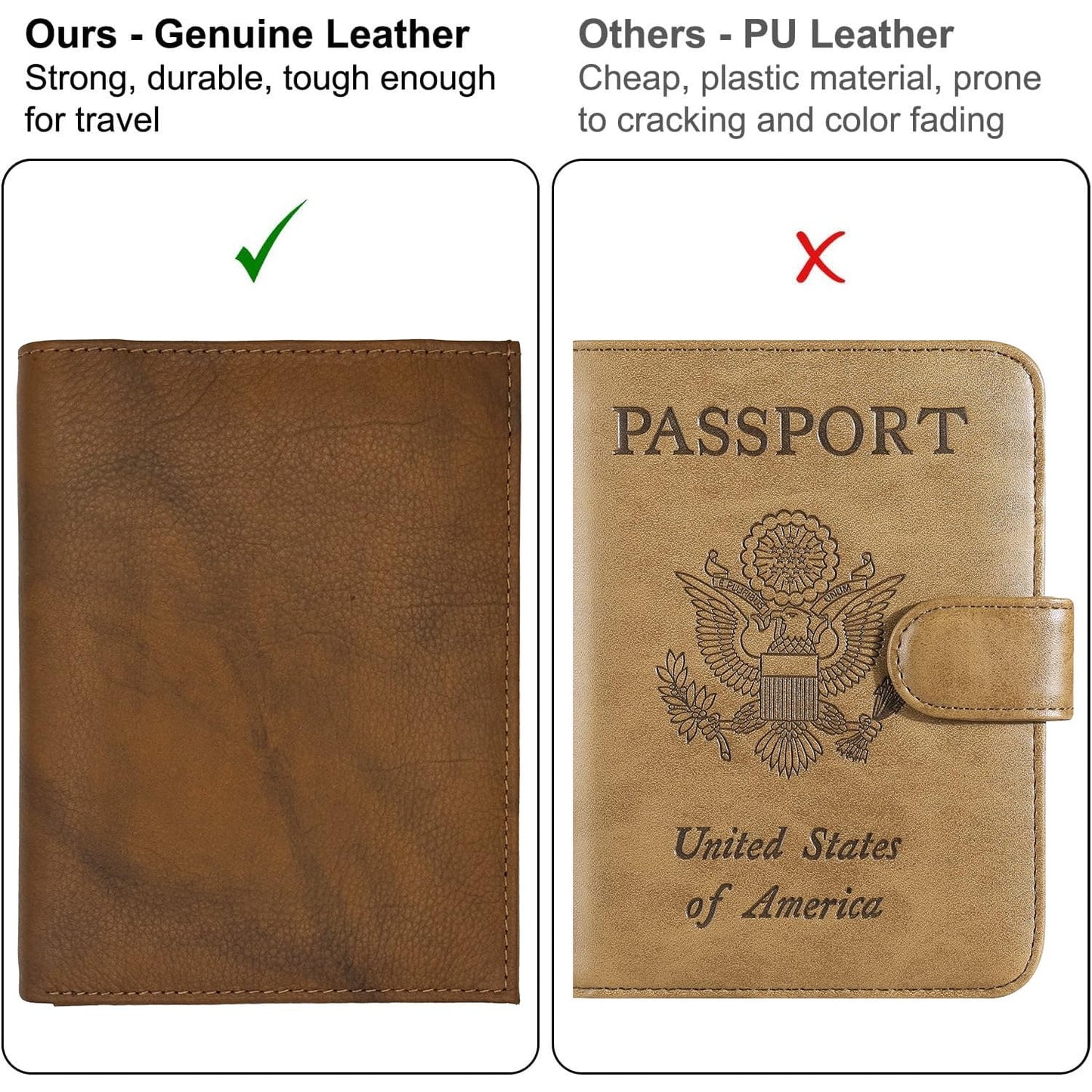 Antique Saddle RFID Genuine Leather Passport Wallet