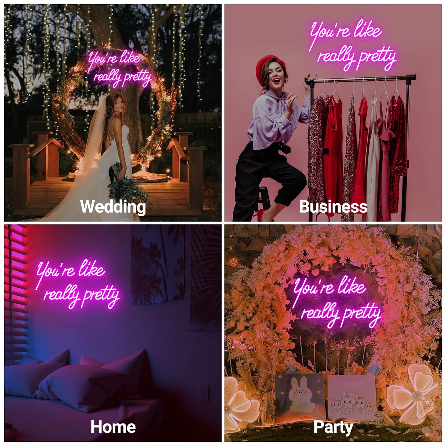 You're Like Really Pretty Neon Sign, Pink Handmade You're Like Really Pretty Led Neon Light Timer Dimmer for Wedding, Girls Room Bachelorette Party Home Dorm Bedroom Birthday Christmas Gift - 15.6''