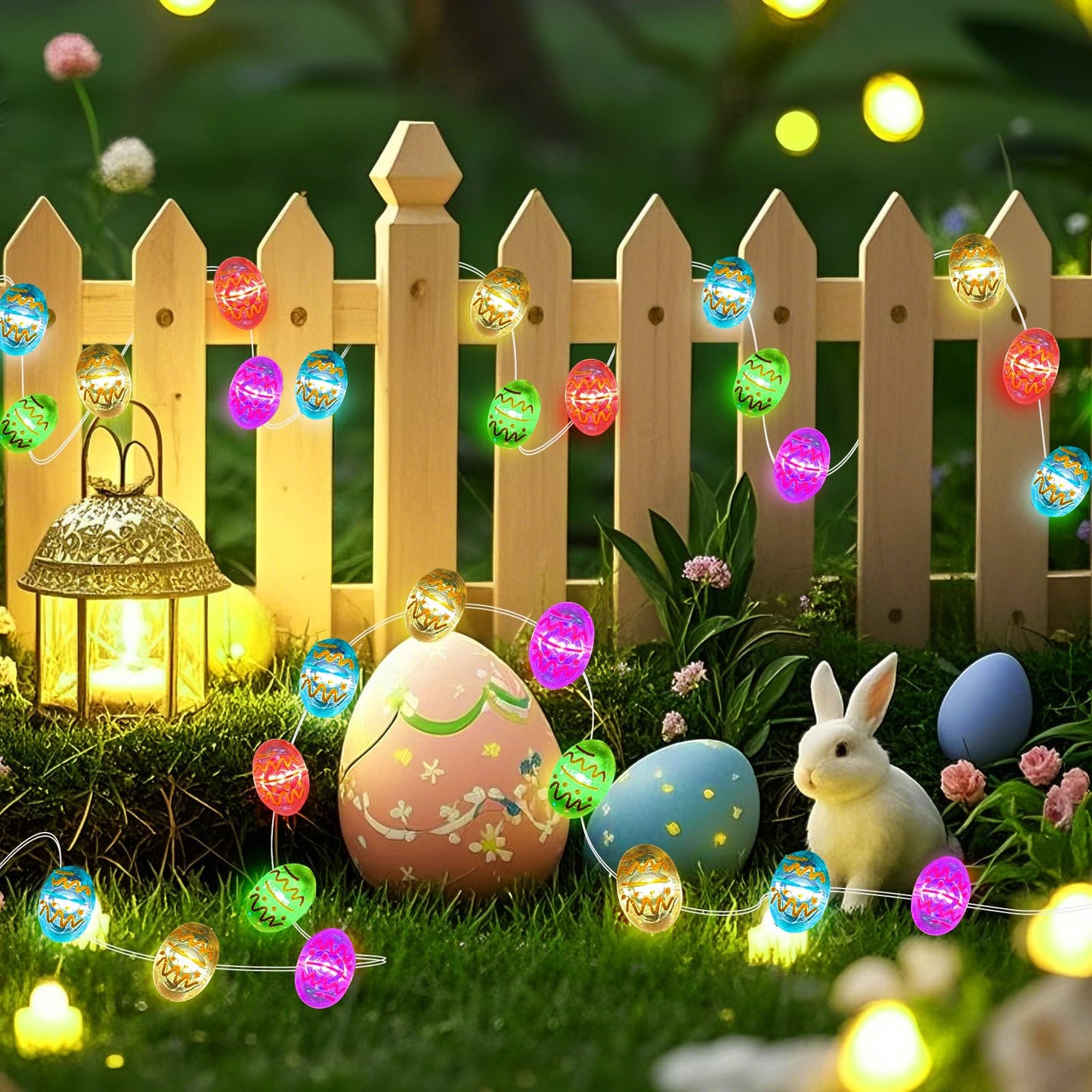 Aogist 50LED Easter Egg Fairy Lights - 16ft Super Bright 3D Egg String Light Battery Operated Decor for Indoor/Outdoor Easter Basket Spring Party Home Yard Tree Decor,2 Pack