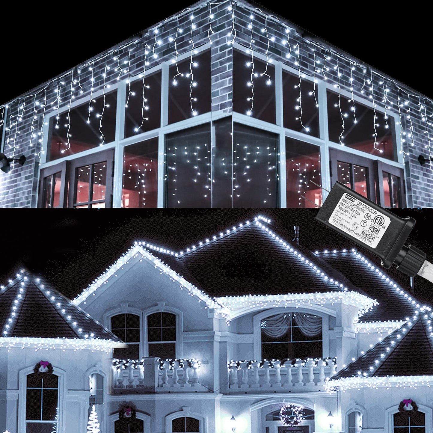 Toodour Christmas Icicle Lights Outdoor, 612 LED 50ft 8 Modes Fairy Icicle String Light with 102 Drops, Led Christmas Lights Twinkle for Holiday, Party, Wedding, Eaves, Xmas Decorations (White)