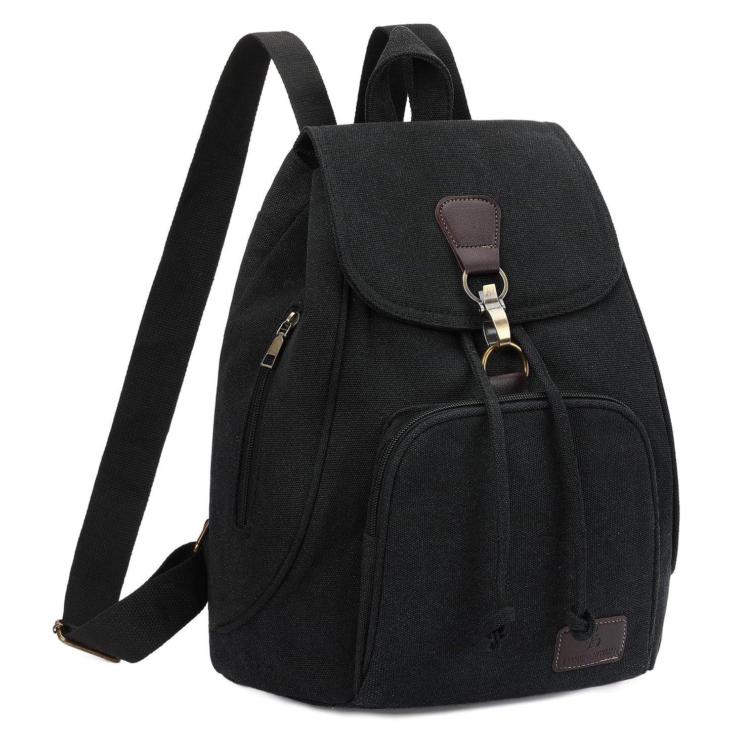 GAEKEAO Small Backpack for Women Canvas Mini Backpack Purse Casual Daypack for Daily Travel Work Sports College Shopping (Black)
