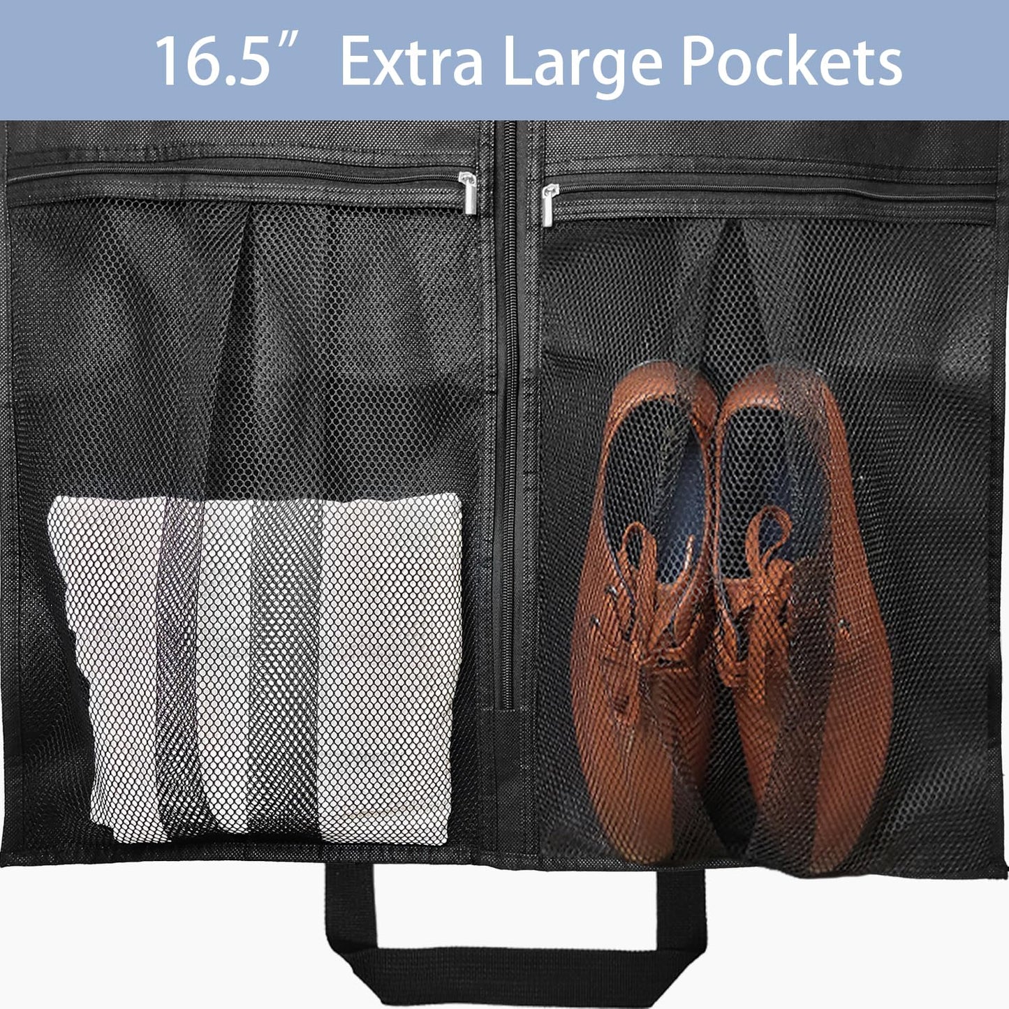 STEPONE 6.5" Gusseted Heavy Duty Garment Bags for Travel 43" Suit Bags for Closet Storage Hanging Clothes Bag with Pockets Mens Suit Holder for Shirts, Coats, Dresses, 2 Pack