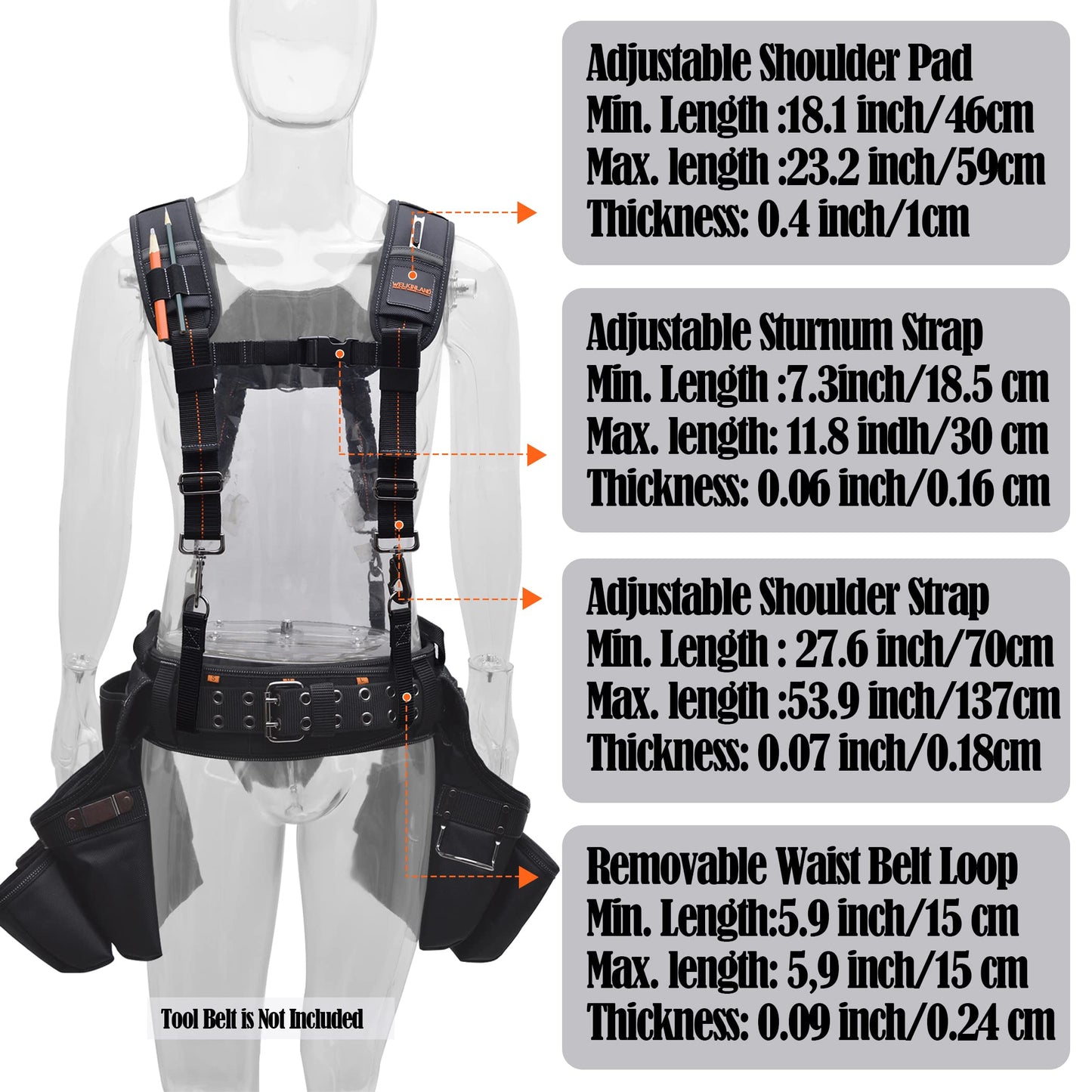 WELKINLAND Tool belt suspenders for men, Nail bag suspenders, Tool bag construction suspenders carpenter
