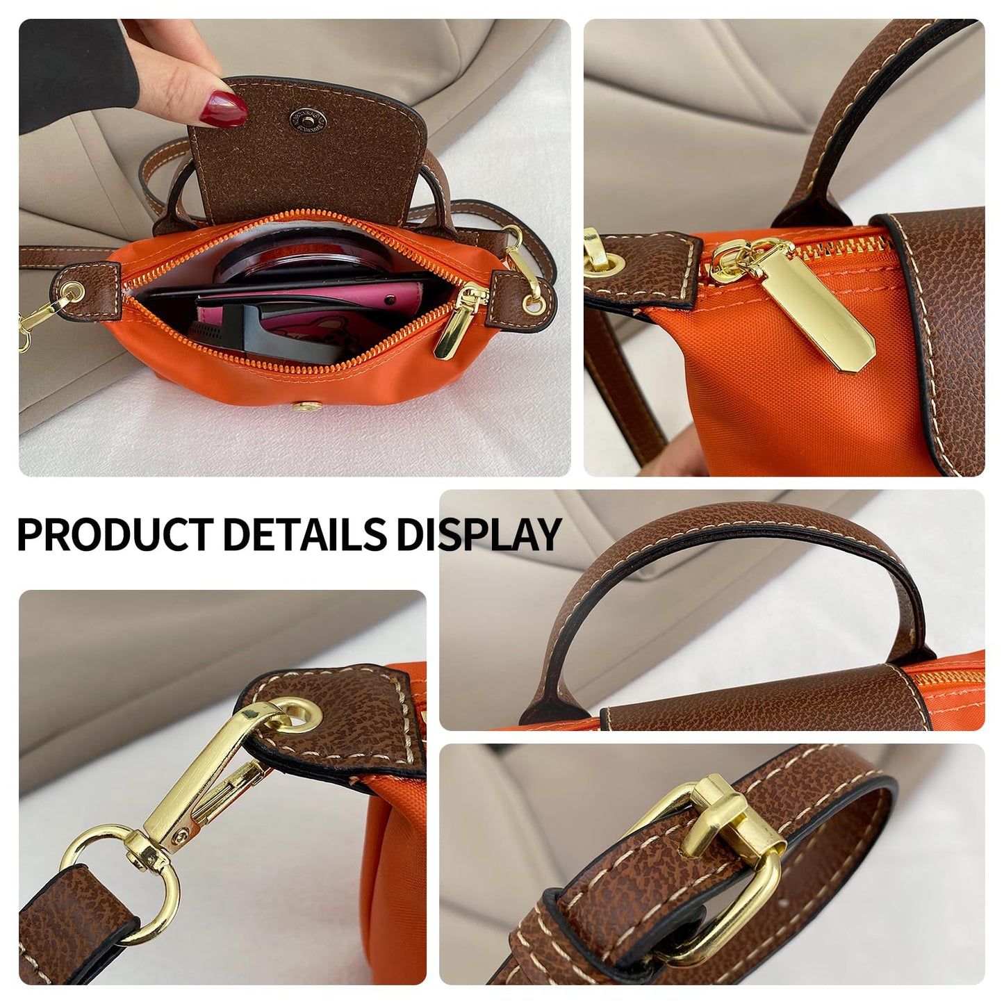 Mini Crossbody Bag for Women - Adjustable Strap Shoulder Purse, Small Spacious Tote with Zipper Pockets for Phone Wallet Keys 7.5in Baby Blue